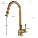 DecorBites™ Antique Brass Kitchen Faucet Pull Out Spout Black Swivel Mixer Tap