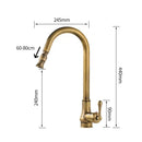 DecorBites™ Antique Brass Kitchen Faucet Swivel Spout Pull Down Hot Cold Mixer