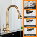 DecorBites™ Antique Brass Kitchen Faucet Swivel Spout Pull Down Hot Cold Mixer