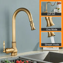 DecorBites™ Antique Brass Kitchen Faucet Swivel Spout Pull Down Hot Cold Mixer