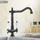 DecorBites™ Antique Brass Kitchen Faucet with Dual Handles and 360° Rotation