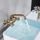 DecorBites™ Antique Brass Kitchen Faucet with Swivel Spout and Dual Handle Mixer