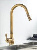 DecorBites™ Antique Brass Kitchen Sink Faucet with Pull Down Swivel Spout