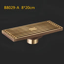 DecorBites™ Antique Brass Linear Shower Floor Drain with Art Carved Cover