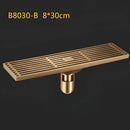 DecorBites™ Antique Brass Linear Shower Floor Drain with Art Carved Cover