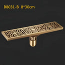 DecorBites™ Antique Brass Linear Shower Floor Drain with Art Carved Cover