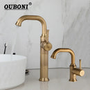 DecorBites™ Antique Brass/Oil Rubbed Bronze Bathroom Faucet Deck Mount Single Handle Mixer Tap