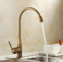 Antique brass porcelain basin mixer kitchen faucet with floral detail