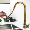 Antique brass pull out kitchen faucet with stream sprayer – kitchen