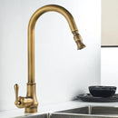 Antique brass pull out kitchen faucet with stream sprayer – kitchen