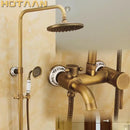 DecorBites™ Antique Brass Rainfall Shower Faucet Set with Hand Shower