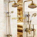 DecorBites™ Antique Brass Rainfall Shower Faucet Set with Hand Shower