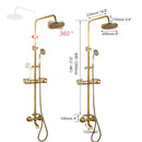 DecorBites™ Antique Brass Rainfall Shower Faucet Set with Handshower and Shelf