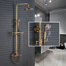 DecorBites™ Antique Brass Rainfall Shower Faucet Set with Handshower and Shelf
