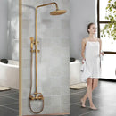 DecorBites™ Antique Brass Rainfall Shower Faucet Set with Handshower and Shelf