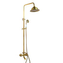 DecorBites™ Antique Brass Rainfall Shower Faucet Set with Handshower and Shelf
