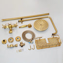 DecorBites™ Antique Brass Rainfall Shower Faucet Set with Handshower and Shelf