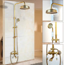 DecorBites™ Antique Brass Rainfall Shower Faucet Set with Handshower and Shelf