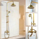 DecorBites™ Antique Brass Rainfall Shower Faucet Set with Handshower and Shelf