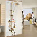 DecorBites™ Antique Brass Rainfall Shower Faucet Set with Handshower and Shelf