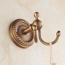 Antique brass robe hook ornate double towel hanger for bathroom