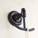 Antique brass robe hook ornate double towel hanger for bathroom