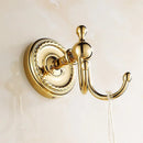 Antique brass robe hook ornate double towel hanger for bathroom