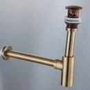 DecorBites™ Antique Brass Round Siphon P-Trap Bathroom Vanity Basin Pop-Up Drain