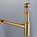 DecorBites™ Antique Brass Round Siphon P-Trap Bathroom Vanity Basin Pop-Up Drain