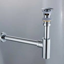 DecorBites™ Antique Brass Round Siphon P-Trap Bathroom Vanity Basin Pop-Up Drain