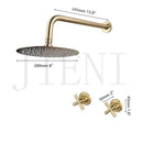 DecorBites™ Antique Brass Round Wall Mounted Rainfall Shower Faucet Set with 2 Handles