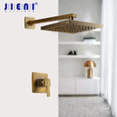 DecorBites™ Antique Brass Round Wall Mounted Rainfall Shower Faucet Set with 2 Handles