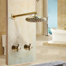 DecorBites™ Antique Brass Round Wall Mounted Rainfall Shower Faucet Set with 2 Handles
