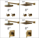 DecorBites™ Antique Brass Round Wall Mounted Rainfall Shower Faucet Set with 2 Handles