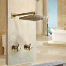 Antique brass round rainfall shower faucet set bathroom fixtures