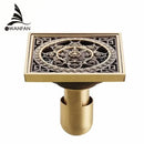 DecorBites™ Antique Brass Shower Drain Cover Euro Art Carved Bathroom Strainer