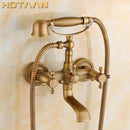 DecorBites™ Antique Brass Shower Faucet Kit with Wall Mounted Hand Held Shower Head