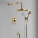 DecorBites™ Antique Brass Shower Faucet Set with 10 Inch Round Head - Bathroom Wall Kit