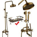 DecorBites™ Antique Brass Shower Faucet Set with 8'' Rainfall Head & Swivel Spray