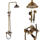 DecorBites™ Antique Brass Shower Faucet Set with 8'' Rainfall Head & Swivel Spray