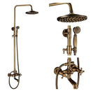 DecorBites™ Antique Brass Shower Faucet Set with 8'' Rainfall Head & Swivel Spray