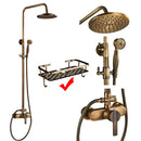 DecorBites™ Antique Brass Shower Faucet Set with 8'' Rainfall Head & Swivel Spray