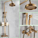 DecorBites™ Antique Brass Shower Faucet Set with 8'' Rainfall Head & Swivel Spray