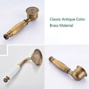 DecorBites™ Antique Brass Shower Faucet Set with 8'' Rainfall Head & Swivel Spray