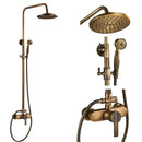 DecorBites™ Antique Brass Shower Faucet Set with 8'' Rainfall Head & Swivel Spray