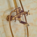 DecorBites™ Antique Brass Shower Faucet Set with Handheld Shower- 8" Rainfall Head