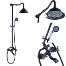 DecorBites™ Antique Brass Shower Faucet Set with Handheld Shower- 8" Rainfall Head