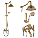 DecorBites™ Antique Brass Shower Faucet Set with Handheld Shower- 8" Rainfall Head