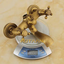 DecorBites™ Antique Brass Shower Faucet Set with Rainfall Shower Head and Hand Shower