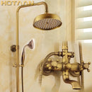 DecorBites™ Antique Brass Shower Faucet Set with Rainfall Shower Head and Hand Shower